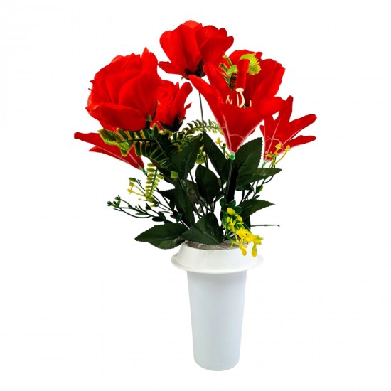 Λουλούδια για μνήματα,κρίνο και τριαντάφυλλο κόκκι