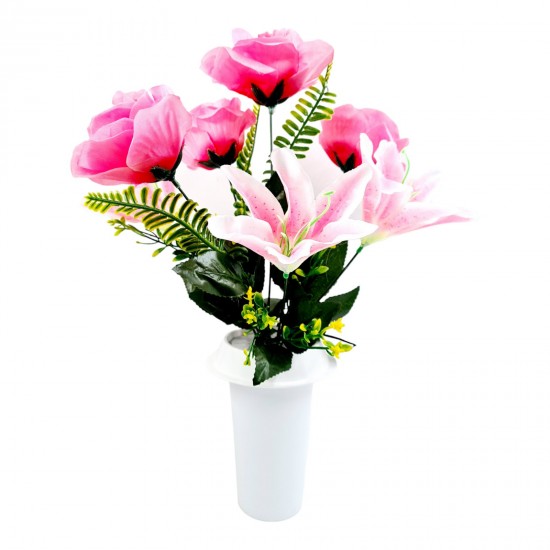 Λουλούδια για μνήματα,κρίνο ροζ με λευκό και φούξι