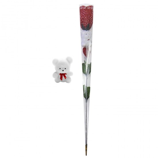 ROSE WITH BEAR 39cm ARTIFICIAL FLOWERS