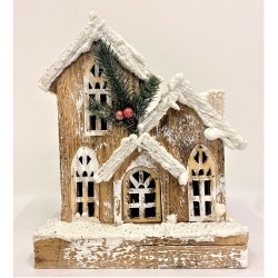 ΧΡΙΣΤΟΥΓΕΝΙΑΤΙΚΟ ΔΙΑΚΟΣΜΗΤΙΚΟ ΣΠΙΤΑΚΙ (29Χ24Χ9cm) ΦΩΤΙΖΟΜΕΝΟ ΞΥΛΙΝΟ