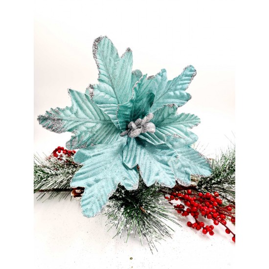 CHRISTMAS DECORATIVE FLOWER ALEXANDRINE BLUE (20x2