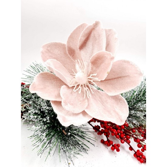 CHRISTMAS DECORATIVE FLOWER ALEXANDRINE PINK (20x2