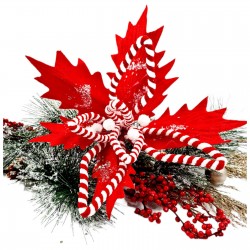 CHRISTMAS DECORATIVE FLOWER ALEXANDRINE RED (35x30CM)