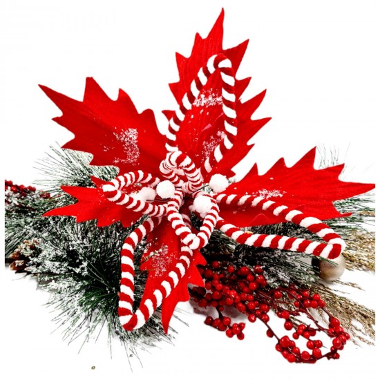 CHRISTMAS DECORATIVE FLOWER ALEXANDRINE RED (35x30