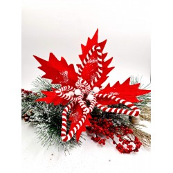 CHRISTMAS DECORATIVE FLOWER ALEXANDRINE RED (35x30CM)