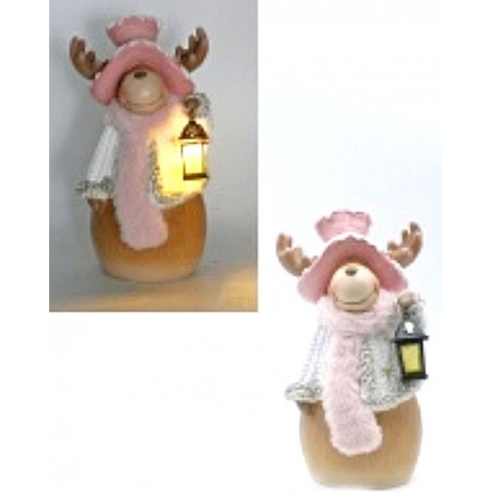 CHRISTMAS CERAMIC ILLUMINATED REINDEER ORNAMENT - 