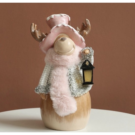 CHRISTMAS CERAMIC ILLUMINATED REINDEER ORNAMENT - 