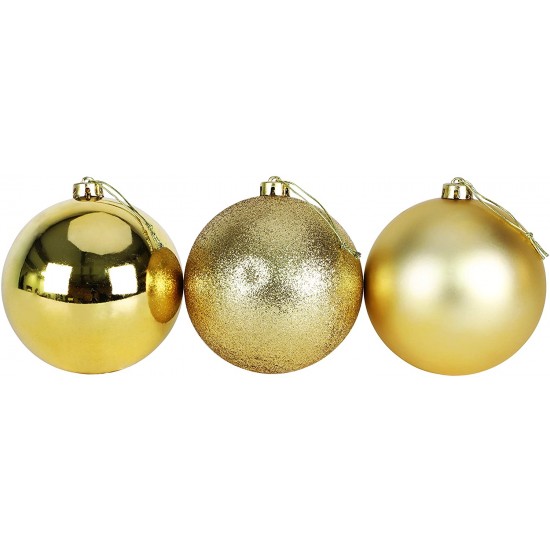 6 baby Gold baubles ,5 cm, glitter, matte and shin