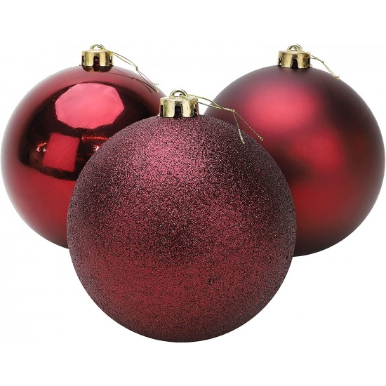 6 baby Rioja Red baubles ,5 cm, glitter, matte and
