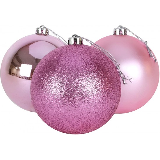 6 baby pink baubles ,6 cm, glitter, matte and shin