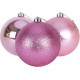 6 baby pink baubles ,8 cm, glitter, matte and shin