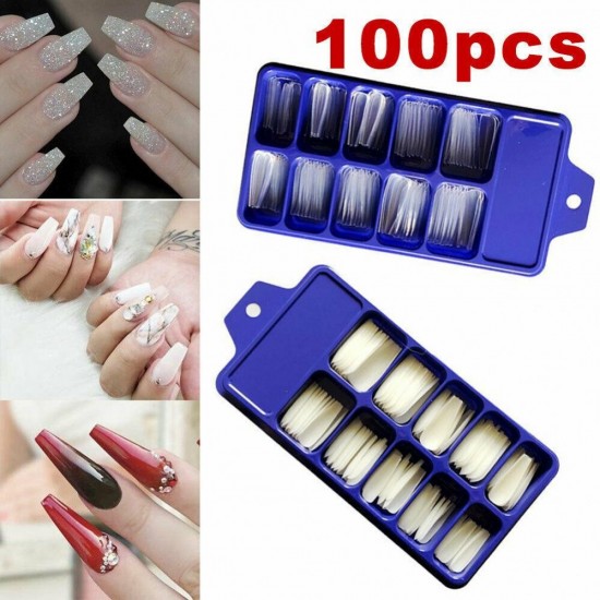 100 Pieces Nail Tips transparent ballerina. PRODUC