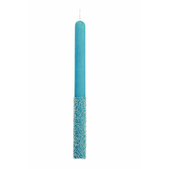 Ξυστό Αρωματικό Κερί οβαλ, τυρκουαζ με χάντρες, 35