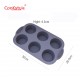 Silicone cake tin with 6 places