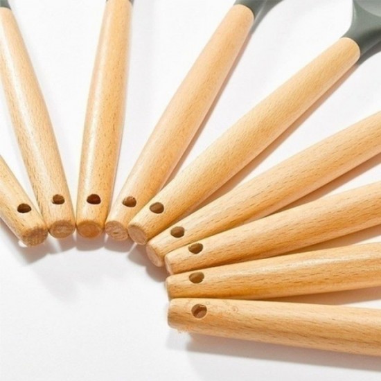 PROVISIONS ACACIA WOOD AND SILICONE SLOTTED SPOON 