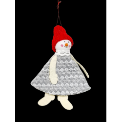 CHRISTMAS FABRIC FIGURE SNOWMAN, 14CM CHRISTMAS FABRIC FIGURE SNOWMAN, 14CM