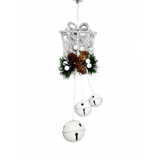 CHRISTMAS WOODEN DECORATION WITH BELLS, 10X30CM PR