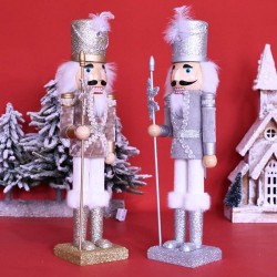 CHRISTMAS SOLDIER NUTCRACKER DRESSED IN VELVET SPARKLY GOLD UNIFORM