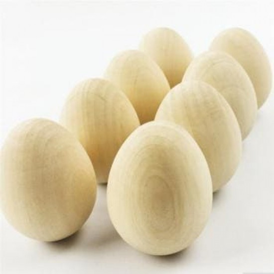 Egg, solid wood with hole 70x45 mm, natural color 