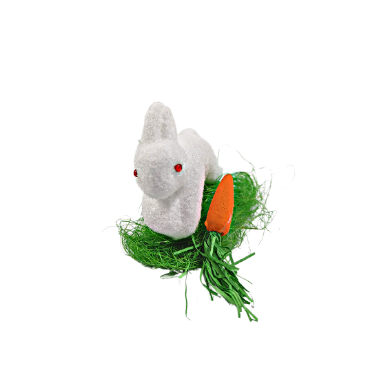 DECORATIVE EASTER BUNNY WITH STRAW AND CARROT