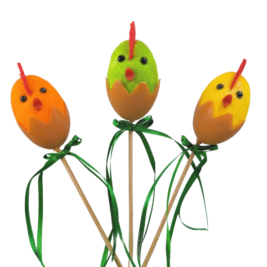 EASTER EGGS IN CHICKEN DESIGN ON STICK