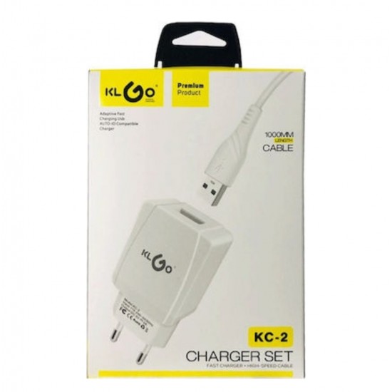 MIKRO USB CABLE & USB WALL ADAPTER ΛΕΥΚΟ (Klgo MIKRO USB CABLE & USB WALL ADAPTER ΛΕΥΚΟ (Klgo
