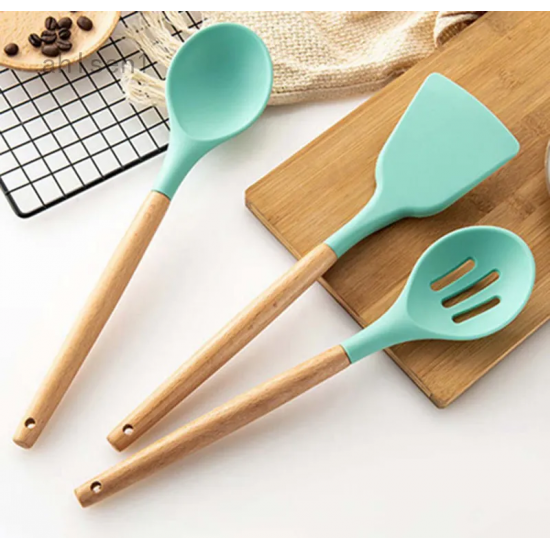 PROVISIONS ACACIA WOOD AND SILICONE  SPATULA HOUSE