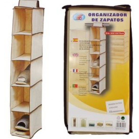 Hanging wardrobe organizer for beige shoes 15x30x1