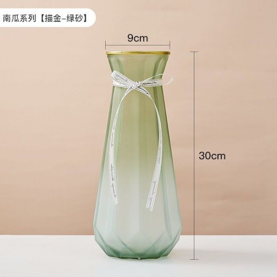 GLASS VASE GREEN 30X9 CM