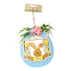 WOODEN HANGING DECORATIVE EGG WITH RABBIT PINK