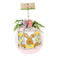 WOODEN HANGING DECORATIVE EGG WITH RABBIT RED