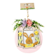 WOODEN HANGING DECORATIVE EGG WITH RABBIT PINK