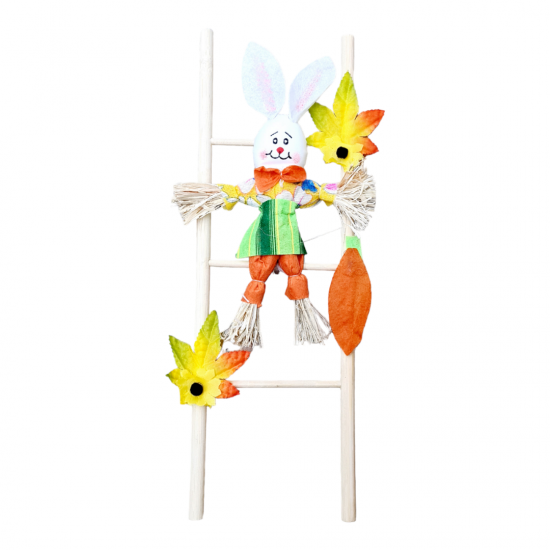 EASTER WOODEN HANGING SCARECROW RABBIT ON A LADDER