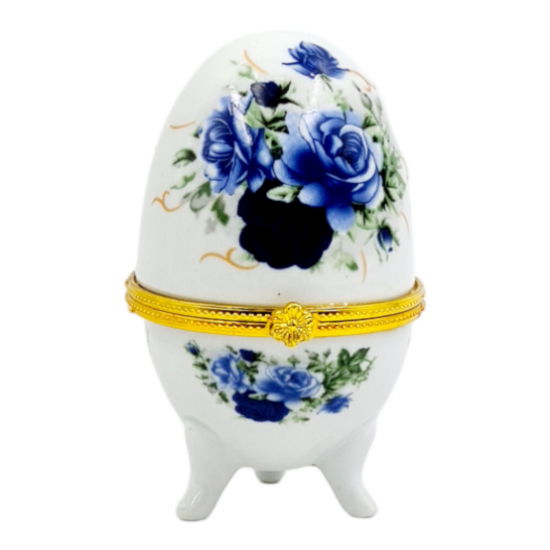 EGG PORCELAIN FLOWERS BLUE