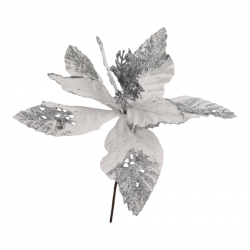 CHRISTMAS DECORATIVE FLOWER ALEXANDRINE WHITE (20x29CM)