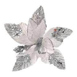 CHRISTMAS DECORATIVE FLOWER ALEXANDRINE WHITE (20x29CM)