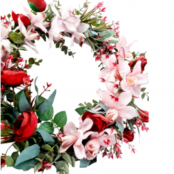 ΧΕΙΡΟΠΟΙΗΤ ΔΙΑΚΟΣΜΗΤΙΚΟ ΣΤΕΦΑΝΙ ΜΕ  ΤΕΧΝΗΤΑ ΛΟΥΛΟΥΔΙΑ ΡΟΖ & ΚΟΚΚΙΝΟ 30εκ. ΧΕΙΡΟΠΟΙΗΤ ΔΙΑΚΟΣΜΗΤΙΚΟ ΣΤΕΦΑΝΙ ΜΕ  ΤΕΧΝΗΤΑ ΛΟΥΛΟΥΔΙΑ ΡΟΖ & ΚΟΚΚΙΝΟ 30εκ.