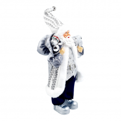 SILVER & BLUE SANTA CLAUS FIGURINE - 31cm  SILVER & BLUE SANTA CLAUS FIGURINE - 31cm