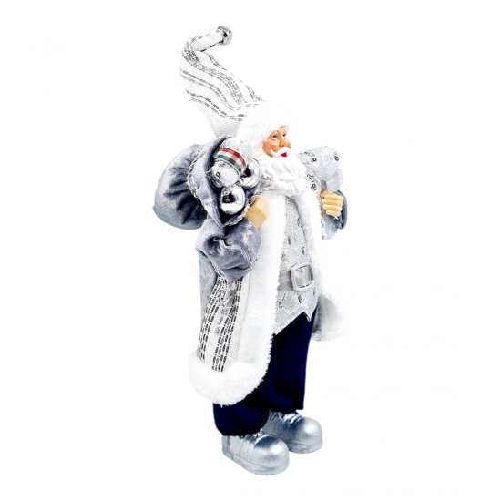 SILVER & BLUE SANTA CLAUS FIGURINE - 31cm SILVER & BLUE SANTA CLAUS FIGURINE - 31cm