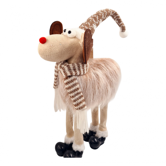 CHRISTMAS REINDEER WITH HAT AND SCRAF - 43cm