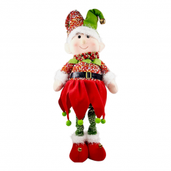 CHRISTMAS DECORATIVE ELF FIGURE WITH SWINGING LEGS - 66cm  CHRISTMAS DECORATIVE ELF FIGURE WITH SWINGING LEGS - 66cm