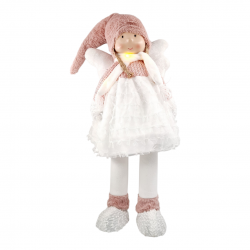 ΧΡΙΣΤΟΥΓΕΝΝΙΑΤΙΚΗ ΔΙΑΚΟΣΜΗΤΙΚΗ ΦΙΓΟΥΡΑ ΑΓΓΕΛΑΚΙ ΡΟΖ ΜΕ ΦΩΣ ΚΑΙ ΑΥΞΟΜΕΙΟΥΜΕΝΑ ΠΟΔΙΑ ΥΨΟΣ 82 CM