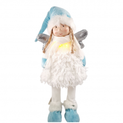 ΧΡΙΣΤΟΥΓΕΝΝΙΑΤΙΚΗ ΔΙΑΚΟΣΜΗΤΙΚΗ ΦΙΓΟΥΡΑ ΑΓΓΕΛΑΚΙ ΓΑΛΑΖΙΟ ΜΕΦΩΣ ΚΑΙ ΑΥΞΟΜΕΙΟΥΜΕΝΑ ΠΟΔΙΑ ΥΨΟΣ 82 CM