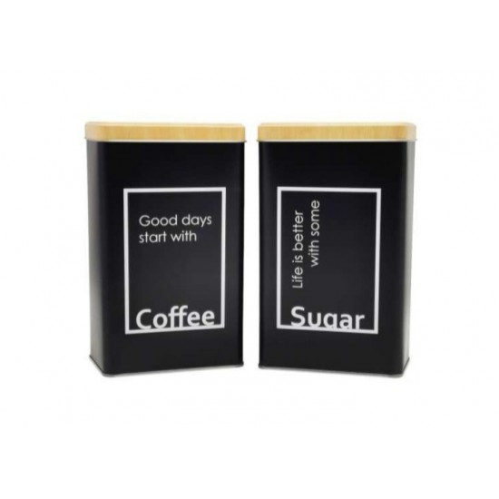 RECTANGULAR METAL COFFEE SUGAR JAR 9x6x16cm 