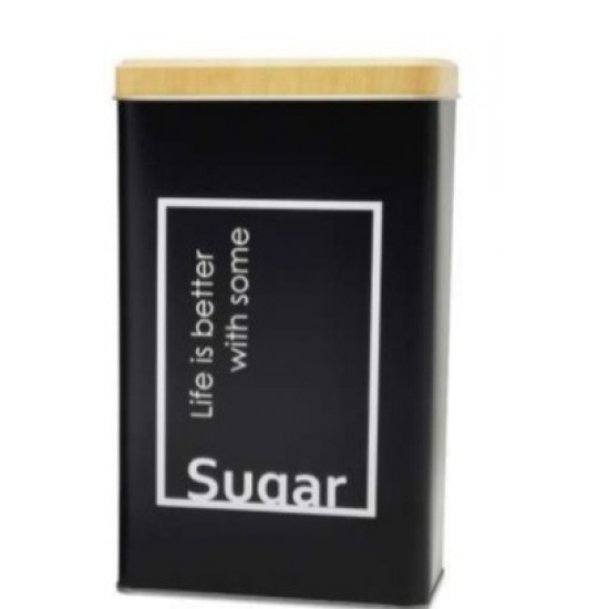 RECTANGULAR METAL COFFEE SUGAR JAR 9x6x16cm 