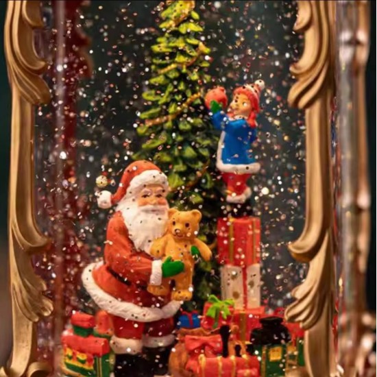 LIGHT-UP CHRISTMAS LANTERN WITH SANTA AND TREE-28  LIGHT-UP CHRISTMAS LANTERN WITH SANTA AND TREE-28