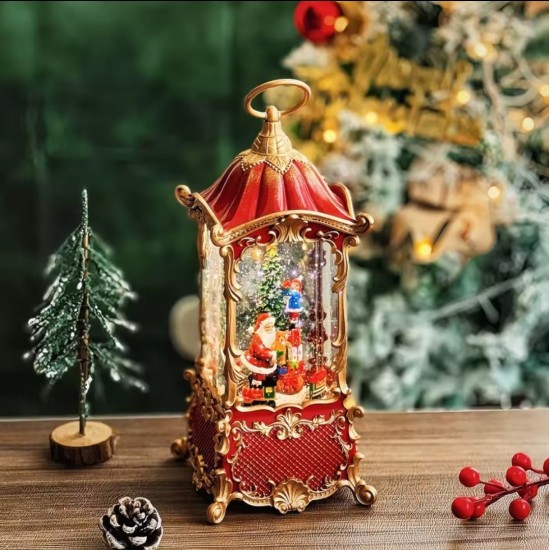 LIGHT-UP CHRISTMAS LANTERN WITH SANTA AND TREE-28  LIGHT-UP CHRISTMAS LANTERN WITH SANTA AND TREE-28
