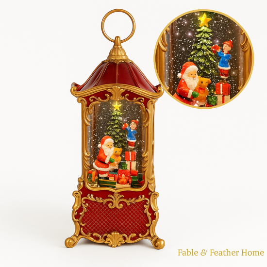 LIGHT-UP CHRISTMAS LANTERN WITH SANTA AND TREE-28  LIGHT-UP CHRISTMAS LANTERN WITH SANTA AND TREE-28