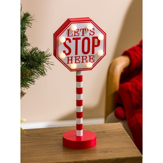  LIGHT-UP CHRISTMAS DECORATION “SANTA STOP HERE ” 