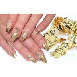 SET OF GOLD LEAFS FOR NAIL DECORATION, 6 PCS SET OF GOLD LEAFS FOR NAIL DECORATION, 6 PCS